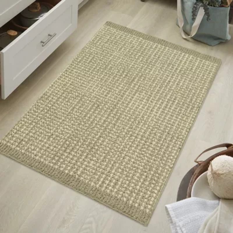 Maples Banded Grid Gray Indoor Rectangular Accent Rug