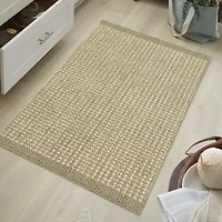 Maples Banded Grid Gray Indoor Rectangular Accent Rug