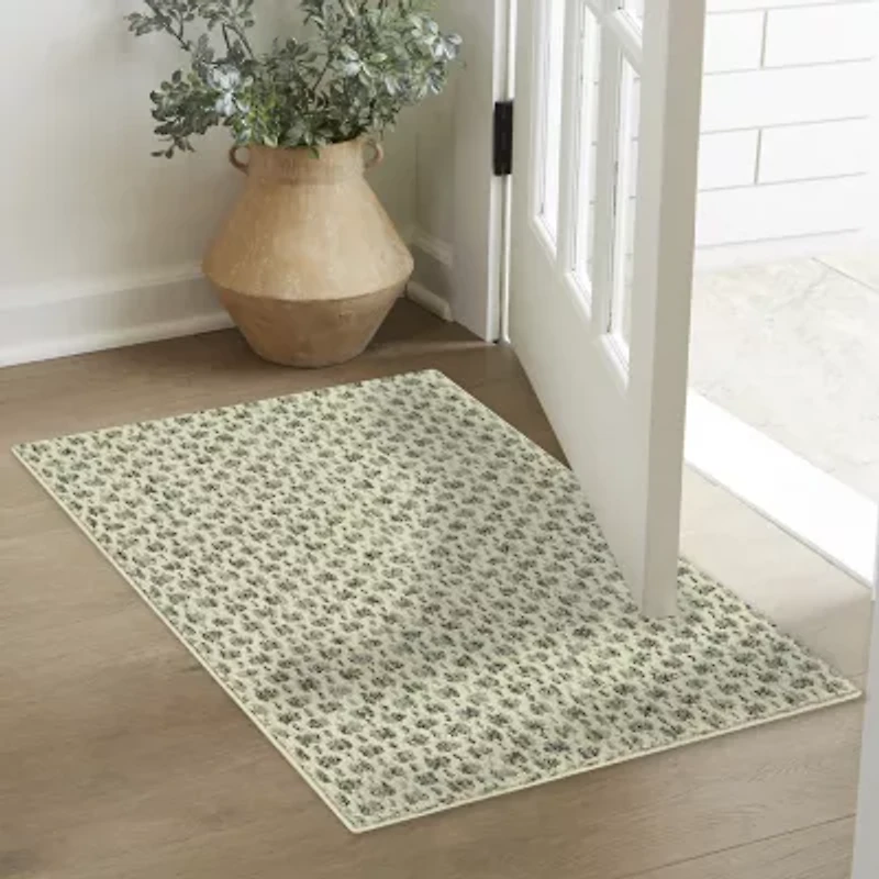 Maples Tiled Pebble Gray Indoor Rectangular Accent Rug