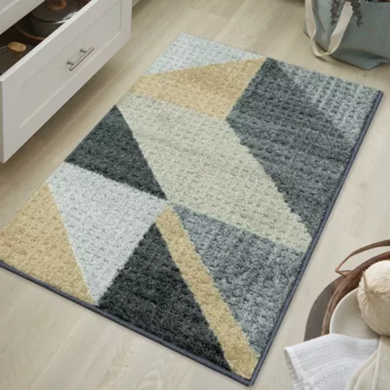 Maples Blue Geo Indoor Rectangular Accent Rug