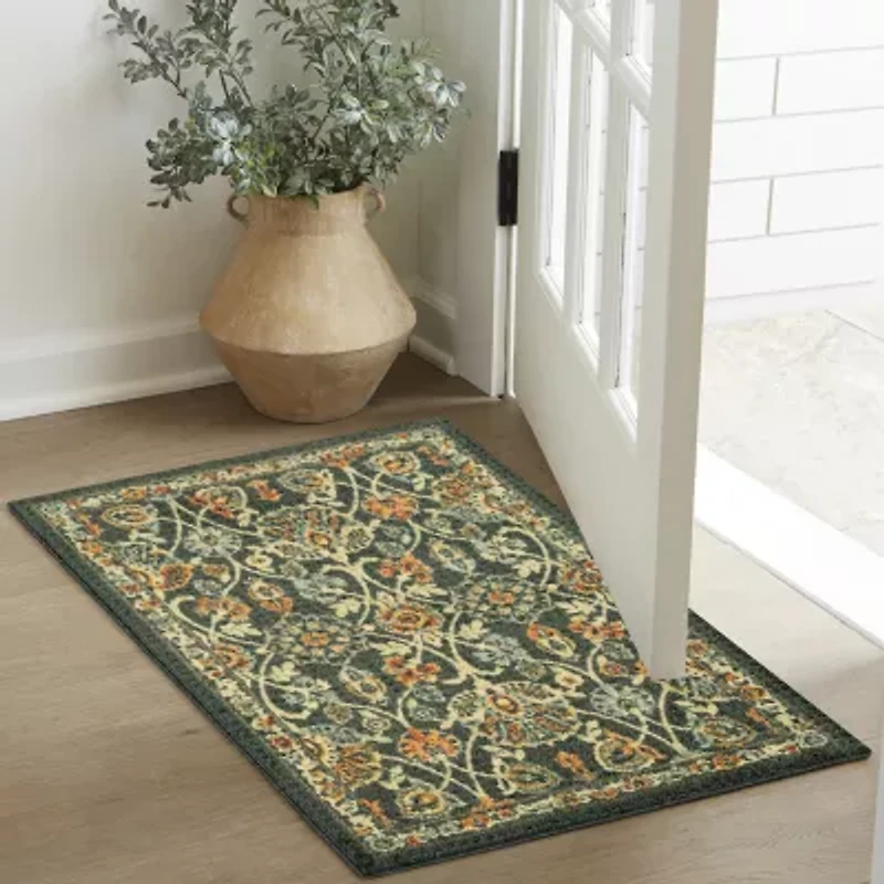 Maples Persian Navy Floral Indoor Rectangular Accent Rug