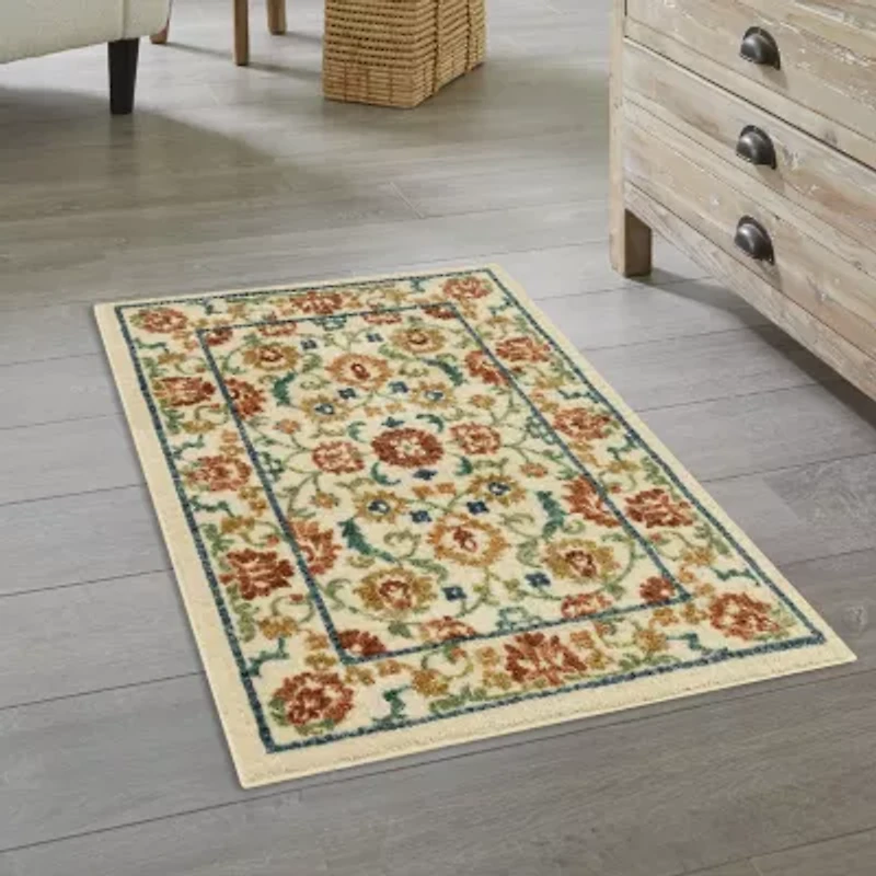 Maples Persian Tan Floral Indoor Rectangular Accent Rug
