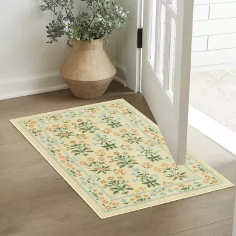 Maples Multi Floral Ivory Indoor Rectangular Accent Rug