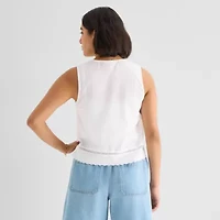 a.n.a Womens V Neck Sleeveless Embroidered Vest