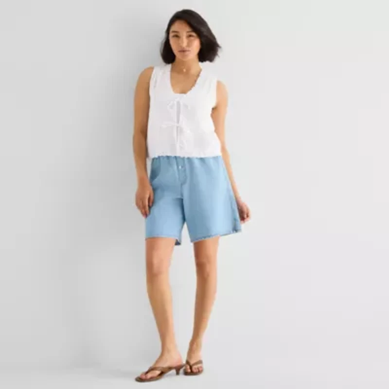 a.n.a Womens V Neck Sleeveless Embroidered Vest