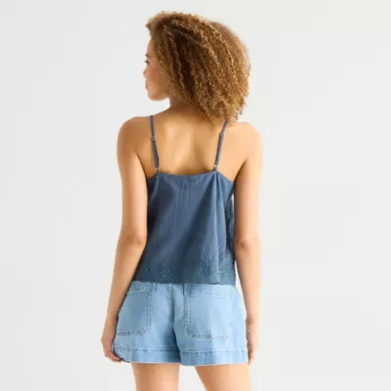 a.n.a Womens V Neck Sleeveless Lace Trim Camisole