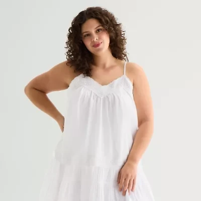 a.n.a Womens Plus V Neck Sleeveless Lace Trim Camisole