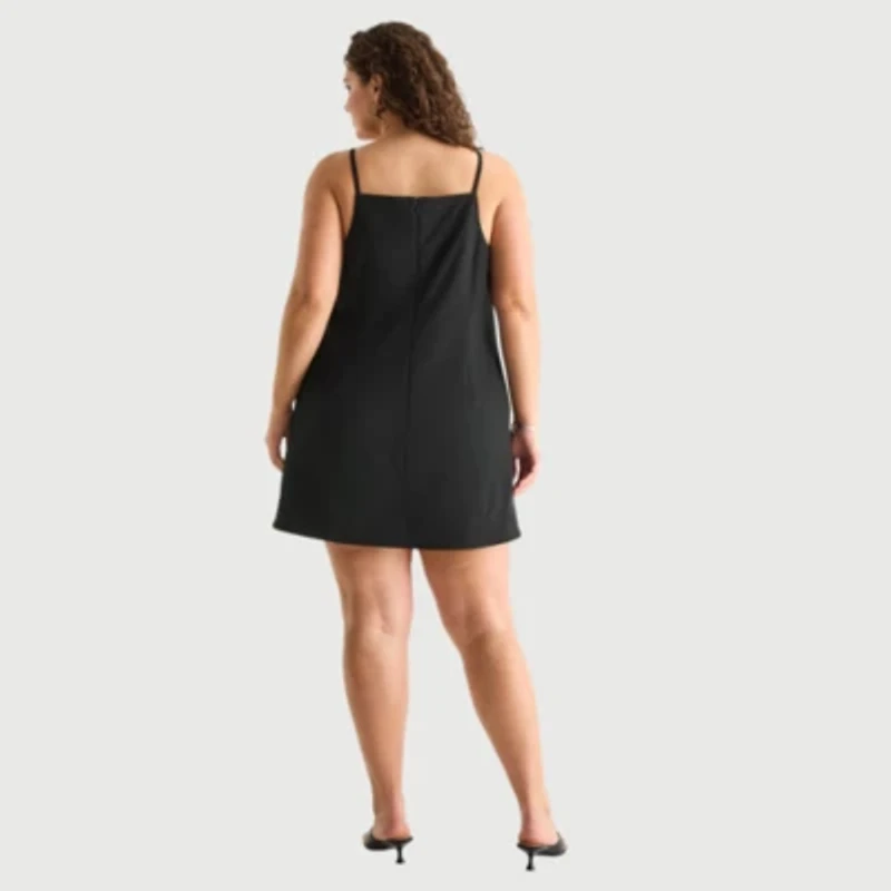 a.n.a Womens Plus Sleeveless Apron Tank Dress