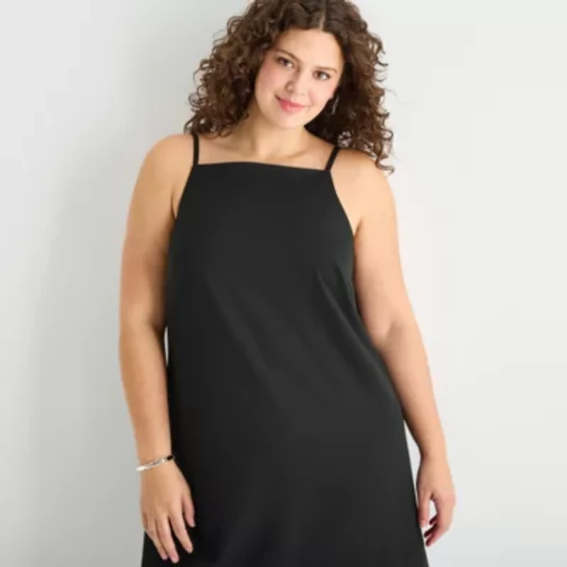 a.n.a Womens Plus Sleeveless Apron Tank Dress