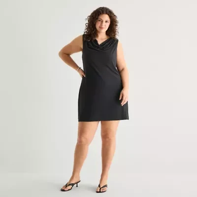 a.n.a Womens Plus Sleeveless Cowl Neck Knit Dress