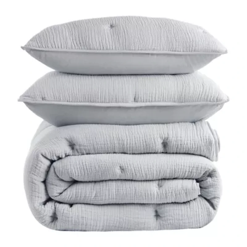 Harbor House Breeze Cotton Gauze Embroidered 3-pc. Easy Care Quilt Set