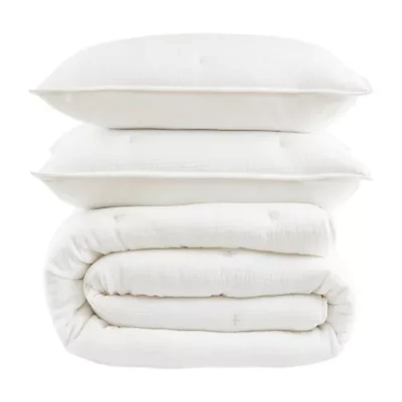 Harbor House Breeze Cotton Gauze Embroidered 3-pc. Easy Care Quilt Set