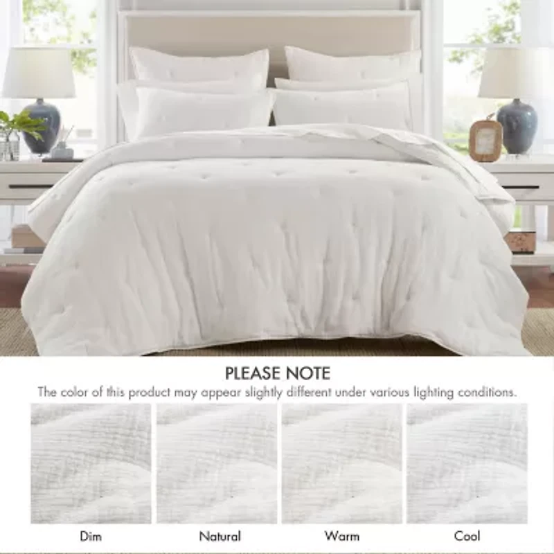 Harbor House Breeze Cotton Gauze Embroidered 3-pc. Easy Care Quilt Set