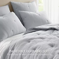 Harbor House Breeze Cotton Gauze  Embroidered 3-pc. Easy Care Quilt Set