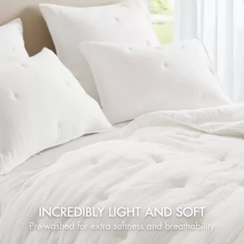 Harbor House Breeze Cotton Gauze Embroidered 3-pc. Easy Care Quilt Set