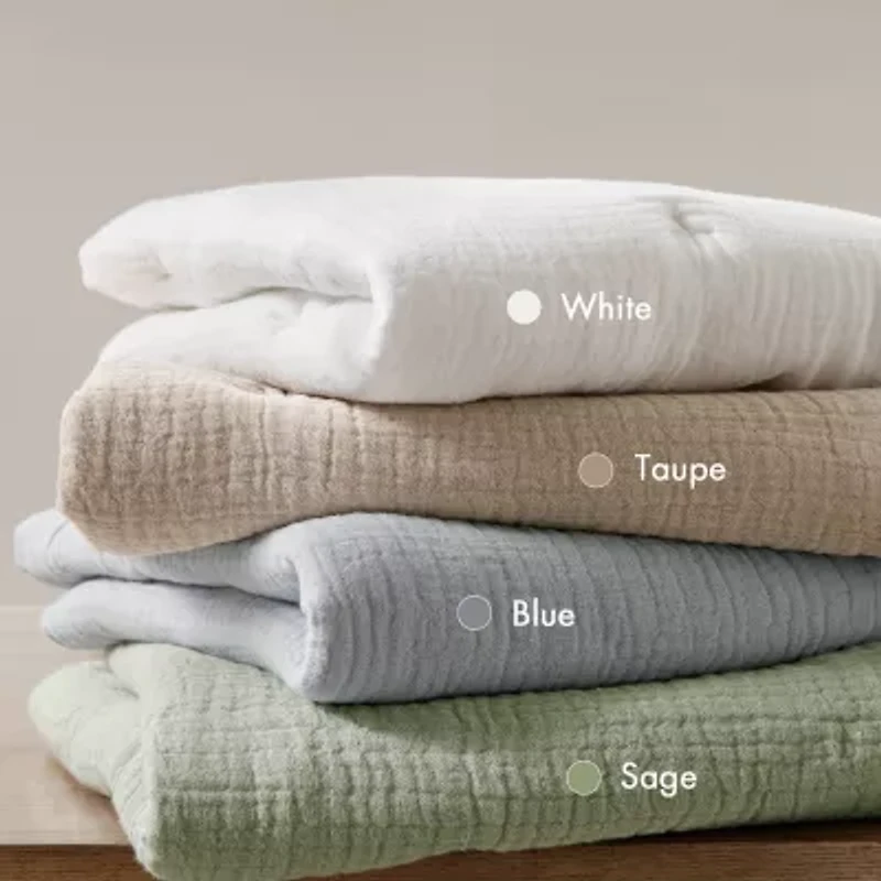 Harbor House Breeze Cotton Gauze Embroidered 3-pc. Easy Care Quilt Set