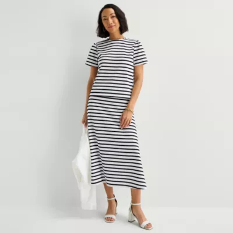 Liz Claiborne Womens Tall Crew Neck Short Sleeve T-Shirt