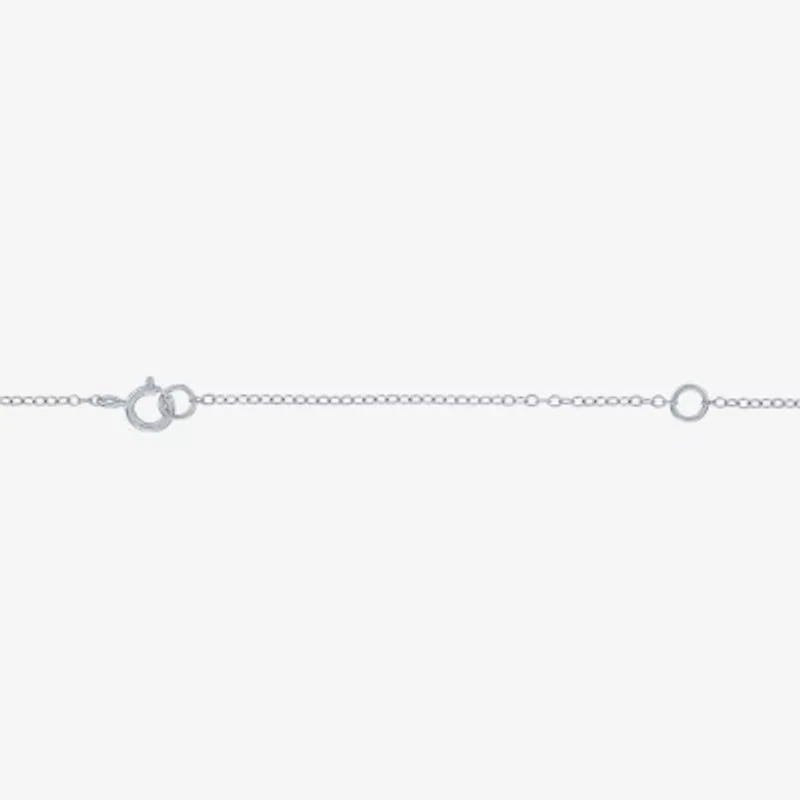 Yes, Please! Womens Lab Created White Sapphire Pure Silver Over Brass 16 Inch Pendant Necklace