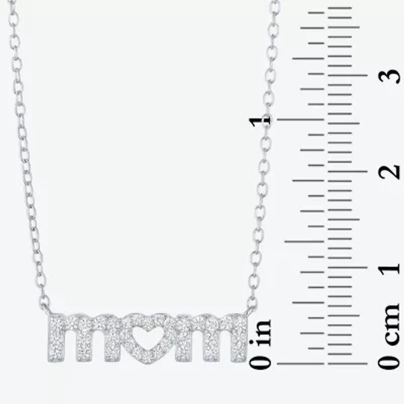 Yes, Please! Womens Lab Created White Sapphire Pure Silver Over Brass 16 Inch Pendant Necklace
