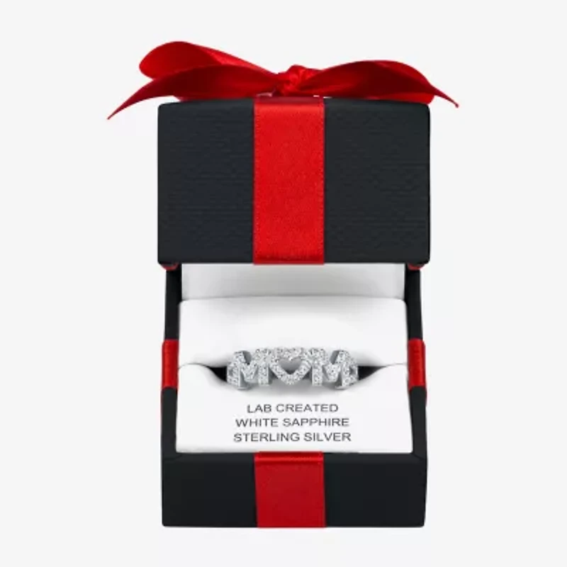 Yes, Please! Womens Lab Created White Sapphire Pure Silver Over Brass Band