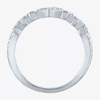 Yes, Please! Womens Lab Created White Sapphire Pure Silver Over Brass Band