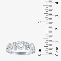 Yes, Please! Womens Lab Created White Sapphire Pure Silver Over Brass Band