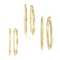 Made in Italy Womens 10K Gold 29.1mm Oval Hoop Earrings