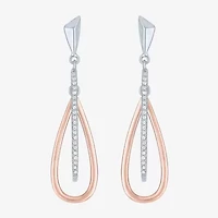 (G-H / Si2-I1) Womens 1/10 CT. T.W. Lab Grown White Diamond 14K Rose Gold Over Silver Drop Earrings