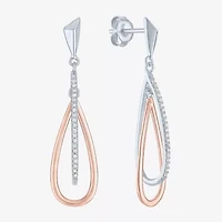 (G-H / Si2-I1) Womens 1/10 CT. T.W. Lab Grown White Diamond 14K Rose Gold Over Silver Drop Earrings