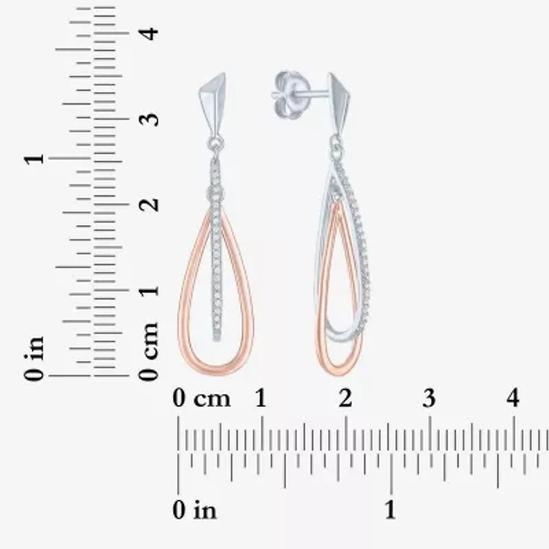 (G-H / Si2-I1) Womens 1/10 CT. T.W. Lab Grown White Diamond 14K Rose Gold Over Silver Drop Earrings