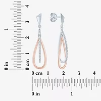 (G-H / Si2-I1) Womens 1/10 CT. T.W. Lab Grown White Diamond 14K Rose Gold Over Silver Drop Earrings