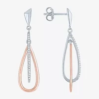 (G-H / Si2-I1) Womens 1/10 CT. T.W. Lab Grown White Diamond 14K Rose Gold Over Silver Drop Earrings