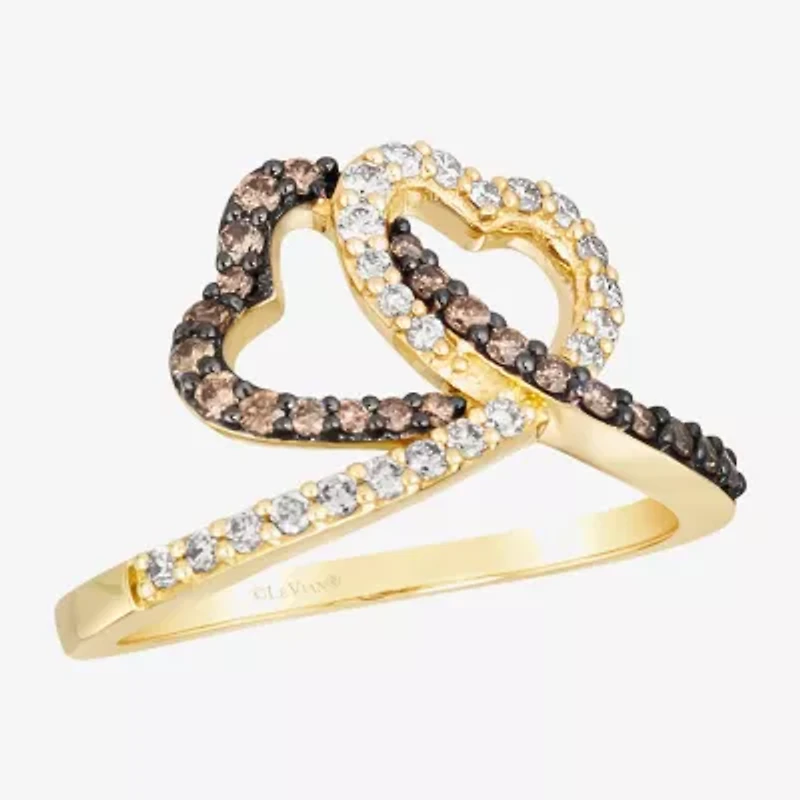 Le Vian Grand Sample Sale Le Vian Grand Sample Sale Limited Quantities! Womens 1/2 CT. T.W. Natural Brown Diamond 14K Gold Heart Side Stone Cocktail Ring