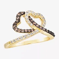 Le Vian Grand Sample Sale Le Vian Grand Sample Sale Limited Quantities! Womens 1/2 CT. T.W. Natural Brown Diamond 14K Gold Heart Side Stone Cocktail Ring