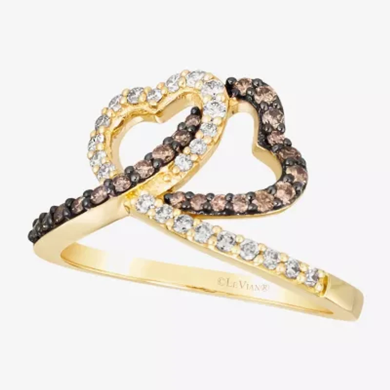Le Vian Grand Sample Sale Le Vian Grand Sample Sale Limited Quantities! Womens 1/2 CT. T.W. Natural Brown Diamond 14K Gold Heart Side Stone Cocktail Ring