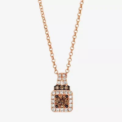 Le Vian Grand Sample Sale Le Vian Grand Sample Sale Limited Quantities! Womens 3/4 CT. T.W. Natural Brown Diamond 14K Rose Gold Square 19 Inch Pendant Necklace