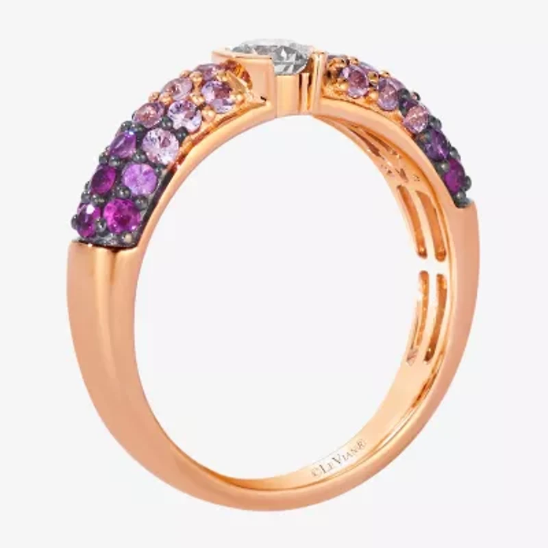 Le Vian Grand Sample Sale Le Vian Grand Sample Sale Limited Quantities! Womens 1/4 CT. T.W. Genuine Pink Sapphire 14K Gold Round Side Stone Cocktail Ring
