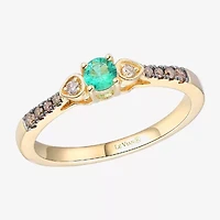 Le Vian Grand Sample Sale Le Vian Grand Sample Sale Limited Quantities! Womens 1/8 CT. T.W. Genuine Green Emerald 14K Gold Round Side Stone Cocktail Ring