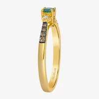 Le Vian Grand Sample Sale Le Vian Grand Sample Sale Limited Quantities! Womens 1/8 CT. T.W. Genuine Green Emerald 14K Gold Round Side Stone Cocktail Ring