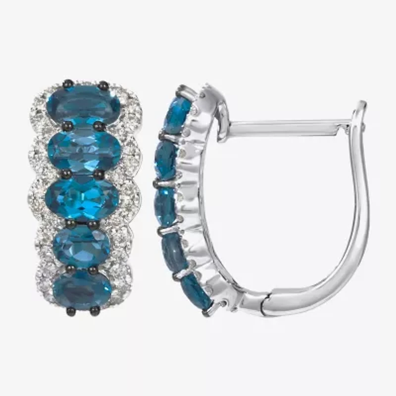 Le Vian Grand Sample Sale Le Vian Grand Sample Sale Limited Quantities! Womens 3/8 CT. T.W. Genuine Blue Topaz 14K Gold 3/4 Inch Hoop Earrings