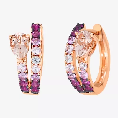Le Vian Grand Sample Sale Le Vian Grand Sample Sale Limited Quantities! Womens Genuine Pink Morganite 14K Gold 15mm Hoop Earrings