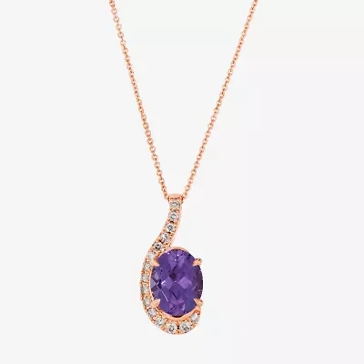 Le Vian Grand Sample Sale Le Vian Grand Sample Sale Limited Quantities! Womens 1/5 CT. Genuine Purple Amethyst 14K Rose Gold Oval 20 Inch Pendant Necklace