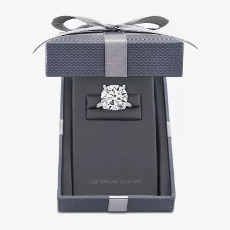 Grown Gorgeous (F / Vs2) Womens 7 Ct.T.W. Lab White Diamond 14K Gold Round Side Stone Engagement Ring