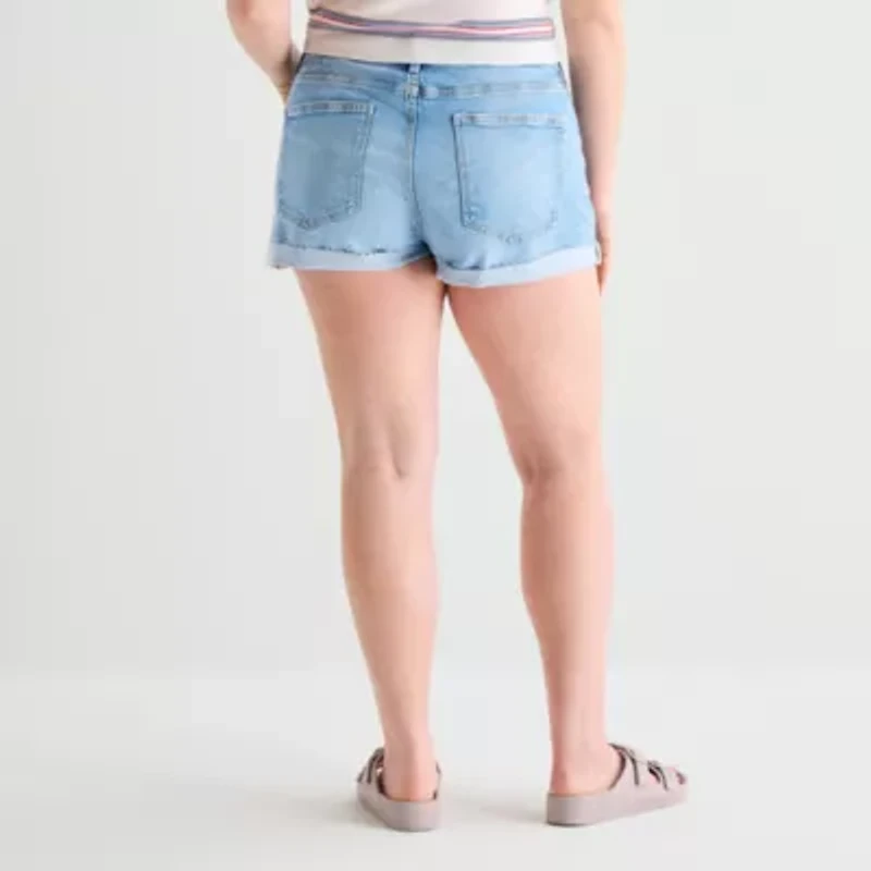 Arizona Womens 2 1/2" High Rise Juniors Plus Denim Short
