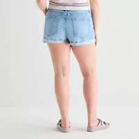 Arizona Womens 2 1/2" High Rise Juniors Plus Denim Short