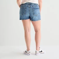 Arizona Womens 3 1/2" High Rise Juniors Plus Denim Short