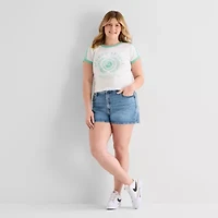 Arizona Womens 3 1/2" High Rise Juniors Plus Denim Short