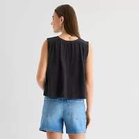 a.n.a Womens Split Tie Neck Sleeveless Tank Top