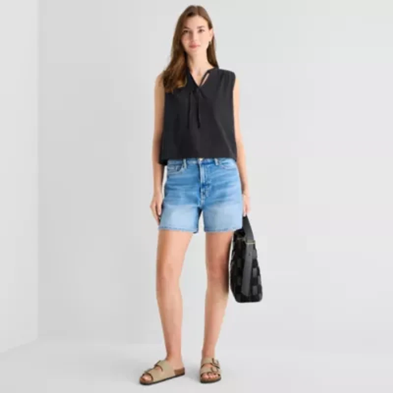 a.n.a Womens Split Tie Neck Sleeveless Tank Top