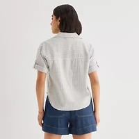 a.n.a Womens Short Sleeve Blouse